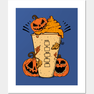 Three halloween pumpkins Posters and Art